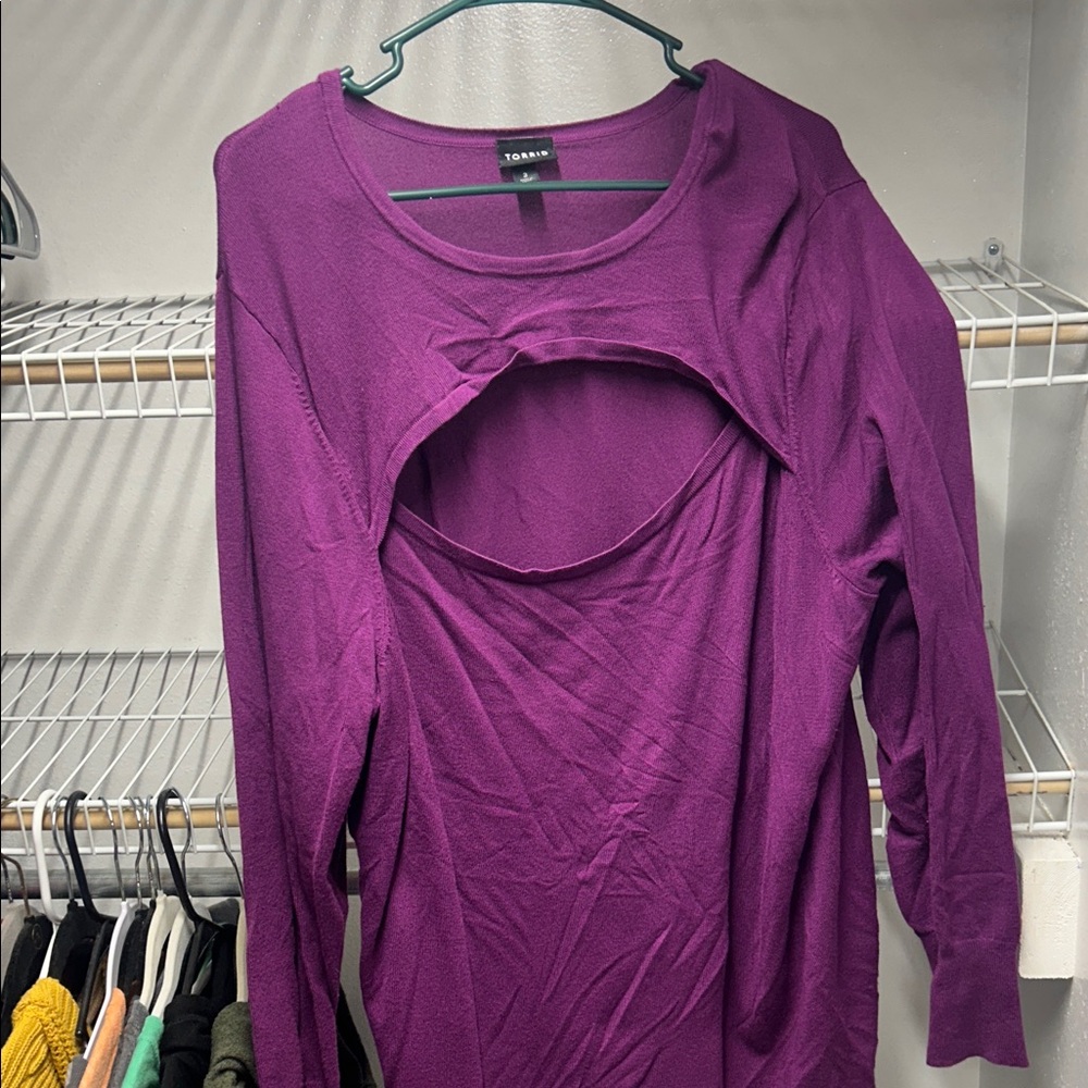torrid Plum Long Sleeve Nursing Cutout Top